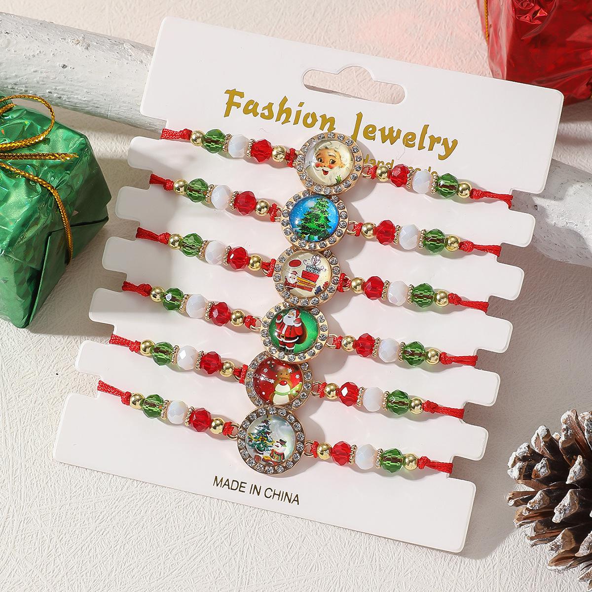 Festive Rhinestone Santa Snowflake Bracelet with Bell Charm - Elegant Holiday Beaded Jewelry
Festive Rhinestone Santa Snowflake Bracelet with Bell Charm - Elegant Holiday Beaded Jewelry
