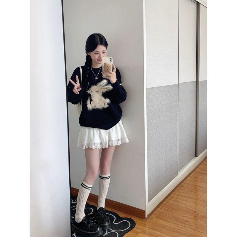 Milk Fufu Rabbit Jacquard Loose-Fitting Black Pullover Sweater Black S Suggested 37.50 kg-45.00 kg
Milk Fufu Rabbit Jacquard Loose-Fitting Black Pullover Sweater Black S Suggested 37.50 kg-45.00 kg