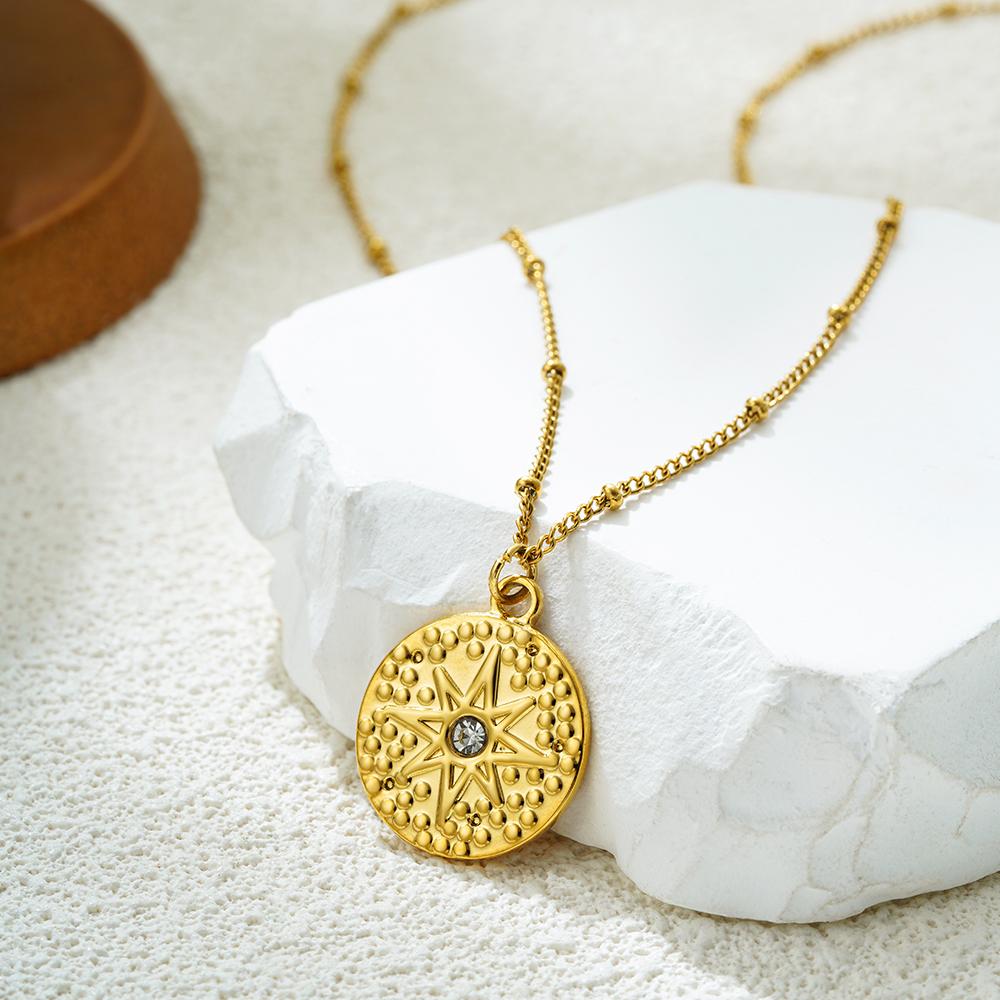 Vintage Statement Round Star Pendant Necklace for Women Golden Color Stainless Steel Necklaces Choker Zircon Gifts Wholesale
Vintage Statement Round Star Pendant Necklace for Women Golden Color Stainless Steel Necklaces Choker Zircon Gifts Wholesale