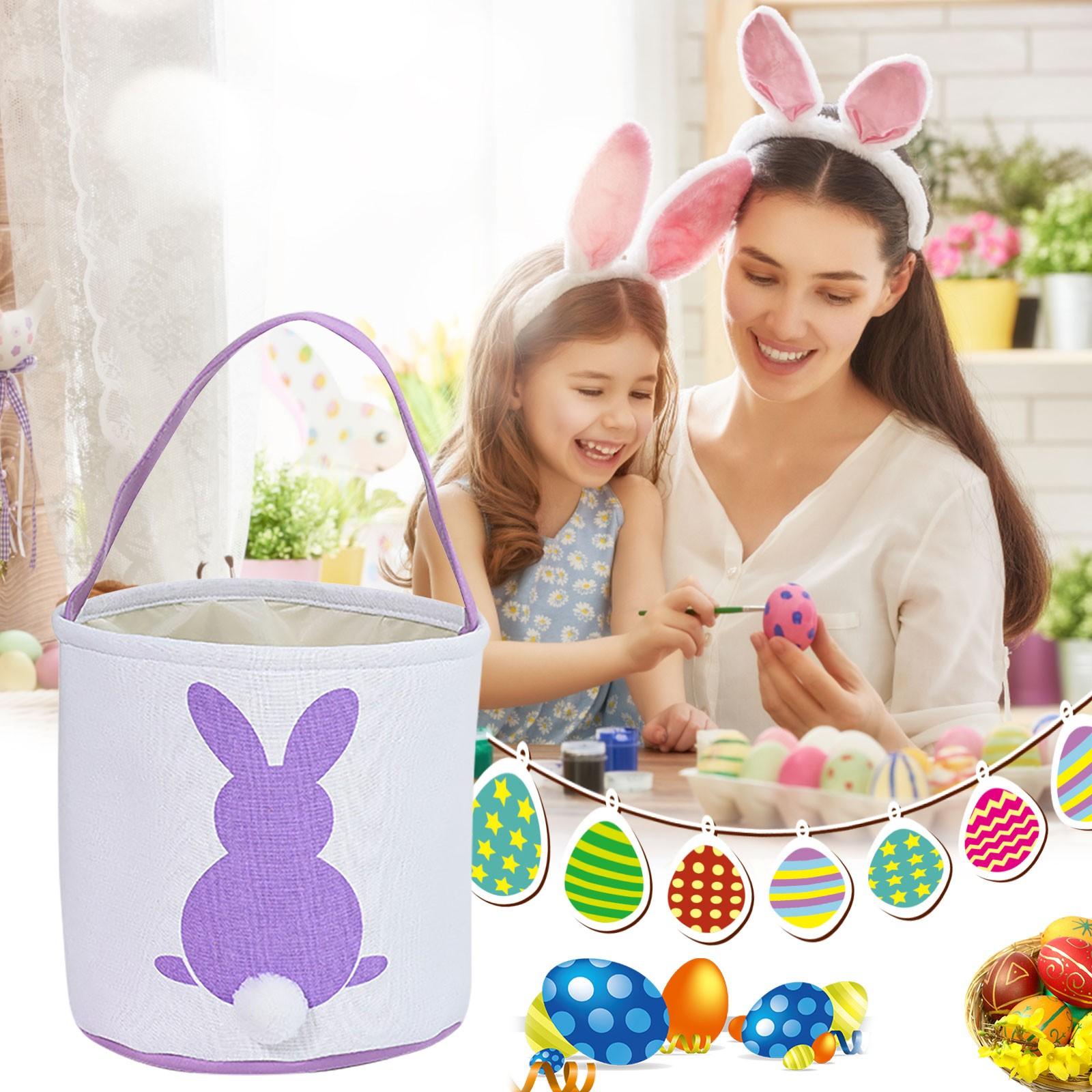 Пасхальная корзина Праздничный кролик Банни с принтом на холсте Подарочная сумка для конфет
Пасхальная корзина Праздничный кролик Банни с принтом на холсте Подарочная сумка для конфет