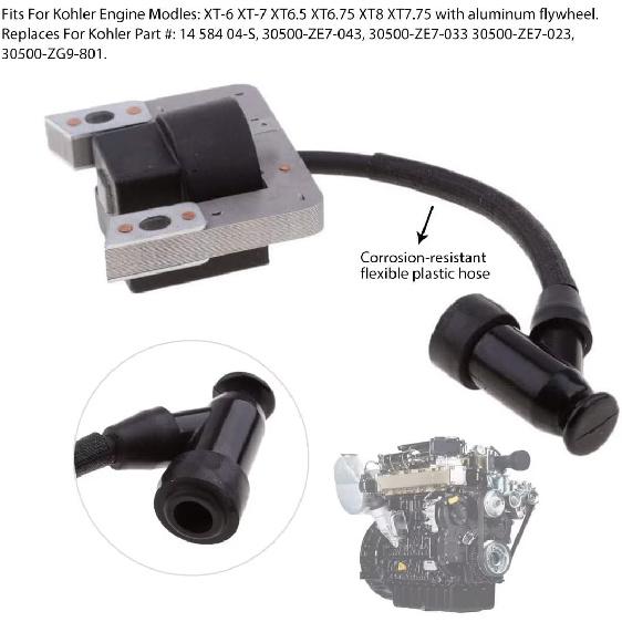 Ignition Coil for Kohler XT149 XT173 XT800 Repl.14-584-05S 14 584 05S 1458405S 1458405-S 1458405
Ignition Coil for Kohler XT149 XT173 XT800 Repl.14-584-05S 14 584 05S 1458405S 1458405-S 1458405