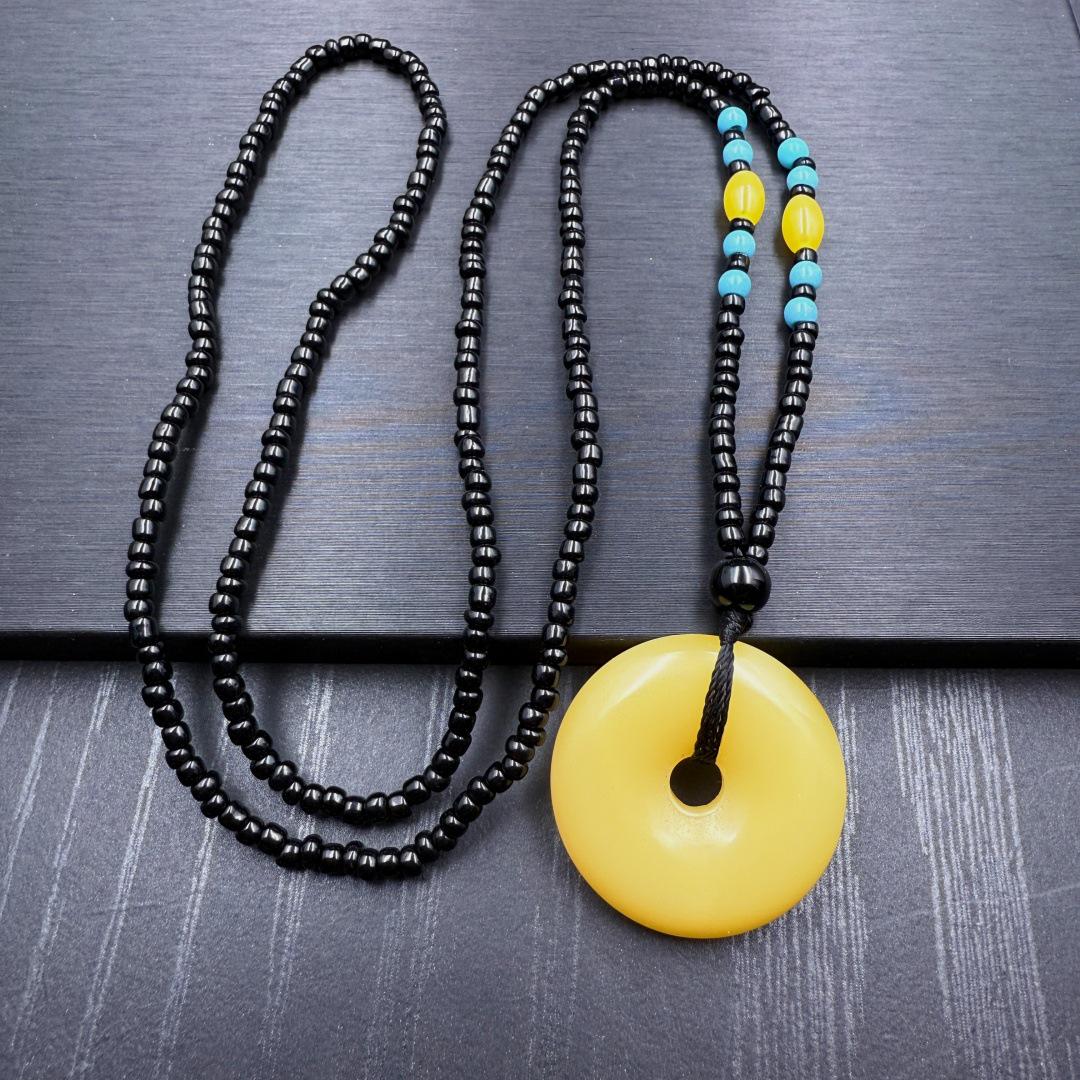 28MM Faux Jade Pendant Necklace with Sweater Chain - Ping An Kou Design, Perfect as a Gift
28MM Faux Jade Pendant Necklace with Sweater Chain - Ping An Kou Design, Perfect as a Gift
