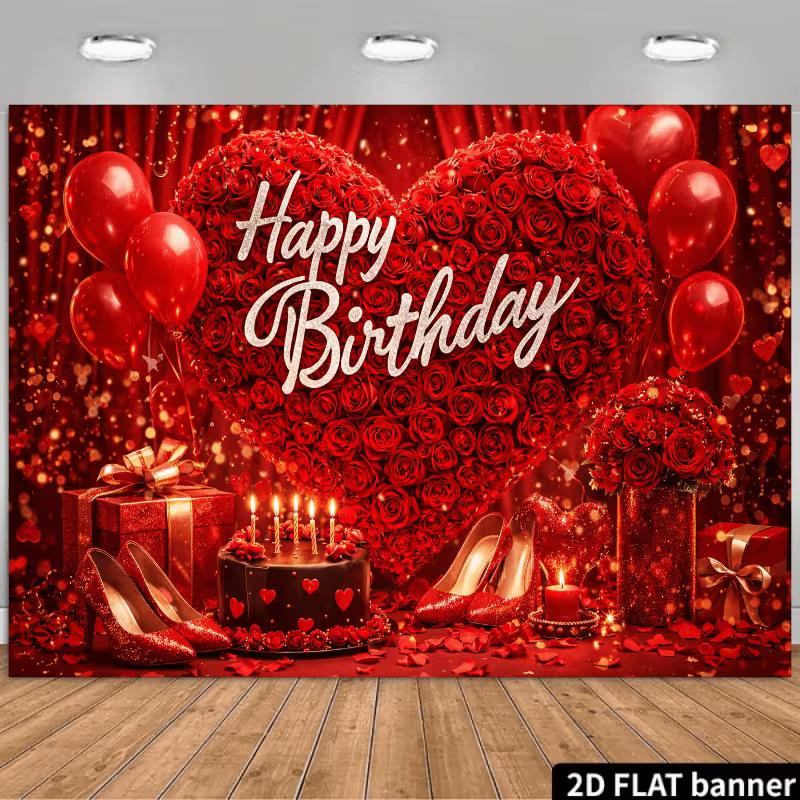 2D Women Red Rose Happy Birthday Backdrop High Heels Cake Party Background 47.2x31.5inch/120*80cm
2D Women Red Rose Happy Birthday Backdrop High Heels Cake Party Background 47.2x31.5inch/120*80cm