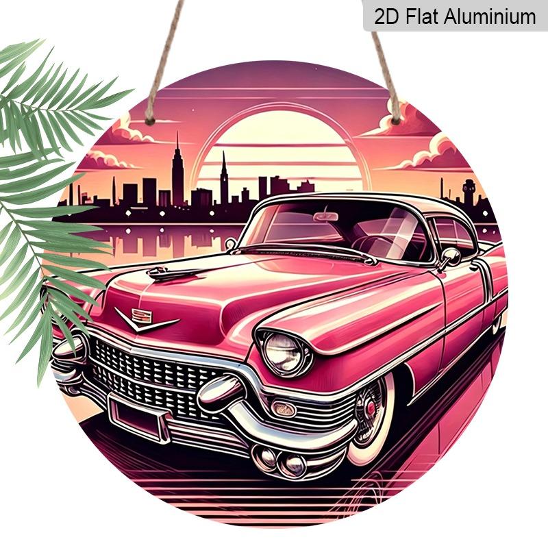2D Flat, Retro-style Premium Round Aluminum Wall Hanging, Available in Various Sizes. City Sunset Sign, Pink Sports Car Cadillac, Country Style 20*20cm
2D Flat, Retro-style Premium Round Aluminum Wall Hanging, Available in Various Sizes. City Sunset Sign, Pink Sports Car Cadillac, Country Style 20*20cm