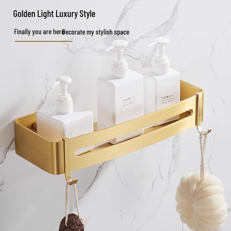 Brushed Gold No-Punch Corner Shower Shelf for Toiletries
Brushed Gold No-Punch Corner Shower Shelf for Toiletries