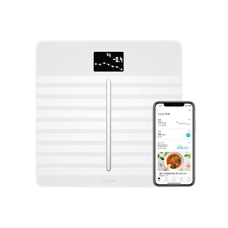 Withings Body Cardio A smart scale made in France white Wi-Fi/Bluetooth compatible Heart health check (heart rate/vascular age) & body composition 
Withings Body Cardio A smart scale made in France white Wi-Fi/Bluetooth compatible Heart health check (heart rate/vascular age) & body composition