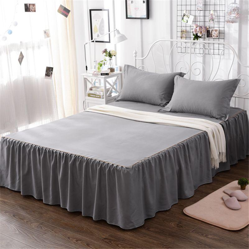 3 шт. юбка-кровать с цветочным принтом на подкладке, домашнее изящное покрывало, постельное белье, декор для спальни, наматрасник, наволочка 150cmx200cm светло-серый