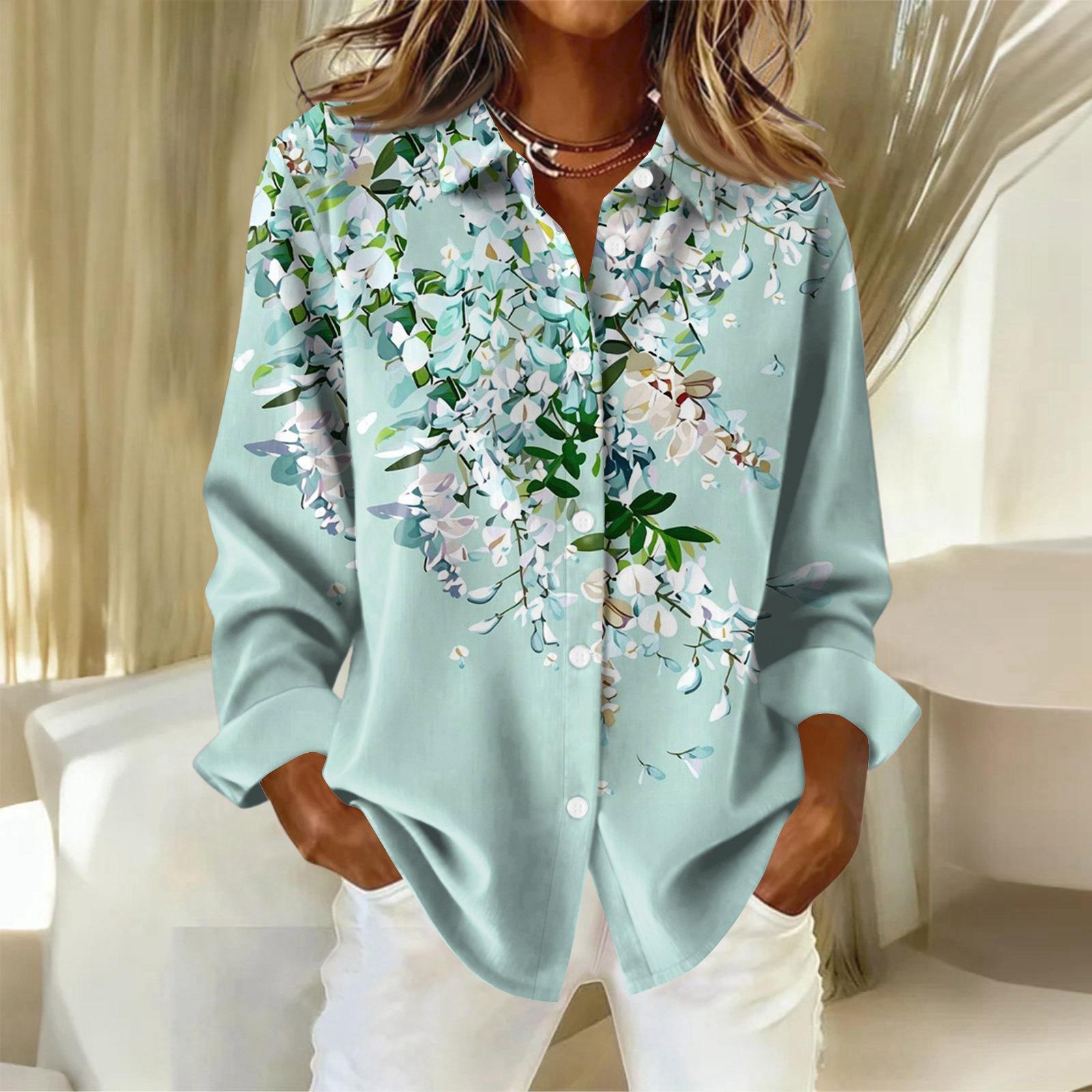 Жіноча сорочка з ґудзиками з квітковим принтом, повсякденна сорочка з довгим рукавом звичайного крою, блузки, повсякденні базові топи великих розмірів L зелений
Жіноча сорочка з ґудзиками з квітковим принтом, повсякденна сорочка з довгим рукавом звичайного крою, блузки, повсякденні базові топи великих розмірів L зелений