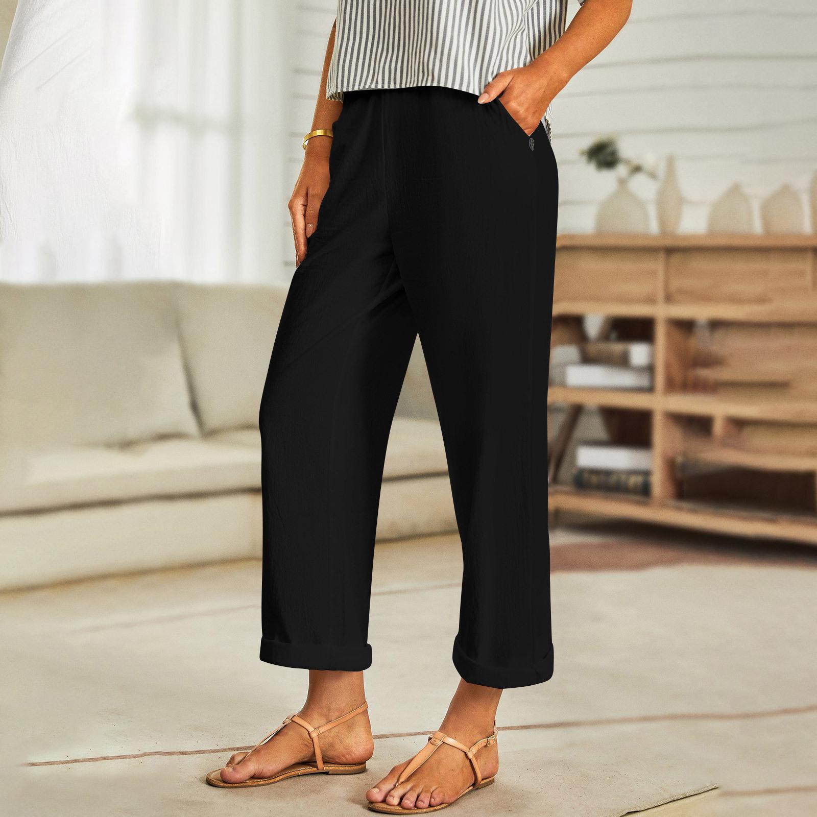 Women Casual Loose Fit Cotton Linen Pants Wide Leg Cropped Trousers Comfortable Lightweight Breathable Fabric Suitable for Daily Wear S чёрный
Women Casual Loose Fit Cotton Linen Pants Wide Leg Cropped Trousers Comfortable Lightweight Breathable Fabric Suitable for Daily Wear S чёрный