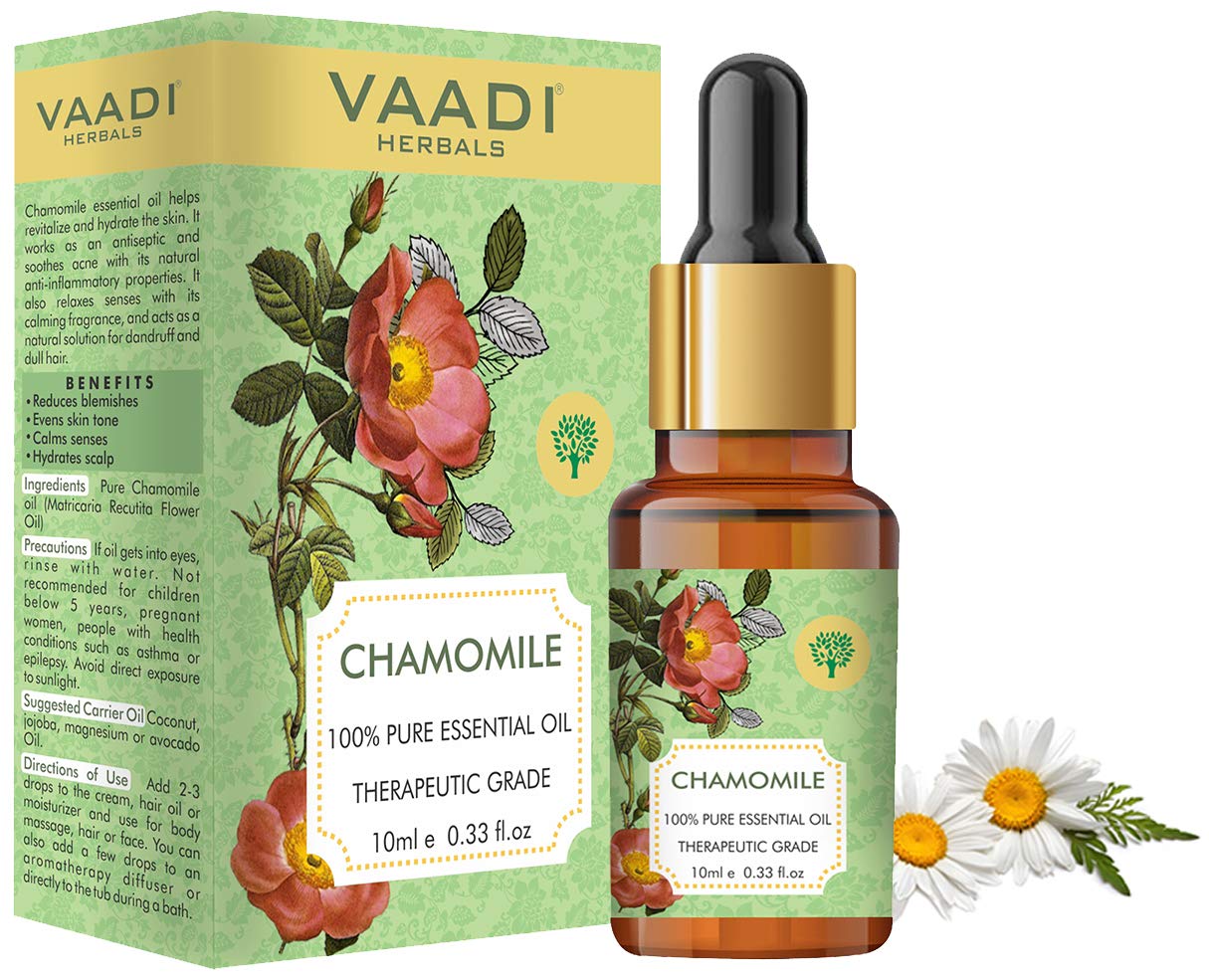 Vaadi Herbals Chamomile Essential Oil 10 ml Pack of 1 | Pure Therapeutic Grade Oil for Skin & Hair Care
Vaadi Herbals Chamomile Essential Oil 10 ml Pack of 1 | Pure Therapeutic Grade Oil for Skin & Hair Care