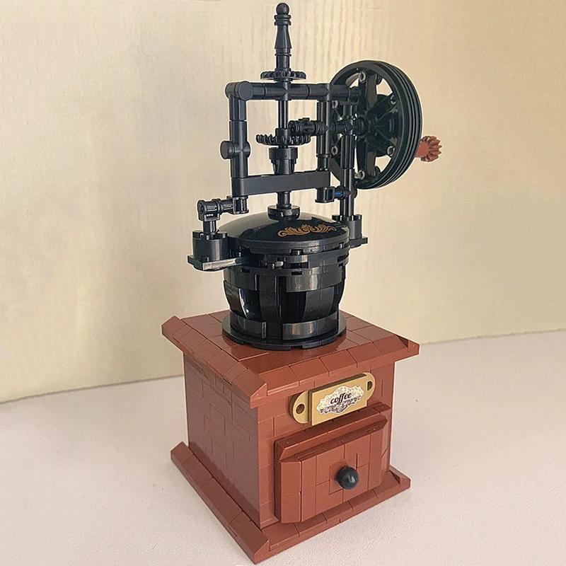 00984 Ретро Классическая ручная кофеварка для напитков, ящик для машины, сделай сам, мини-блоки, кирпичи, строительные игрушки для детей, без коробки