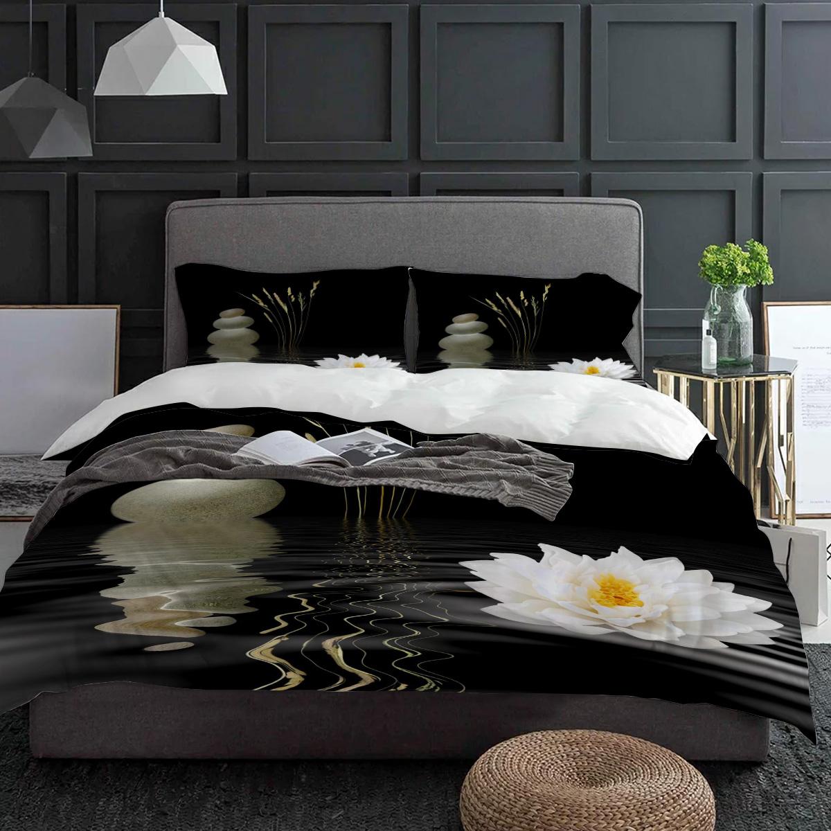 Zen Stones White Flower Lotus Black Duvet Cover With Pillow Case Custom 3pcs Bedding Set Quilt Cover Double Bed Home Textile EU single(135x200cm)
Zen Stones White Flower Lotus Black Duvet Cover With Pillow Case Custom 3pcs Bedding Set Quilt Cover Double Bed Home Textile EU single(135x200cm)