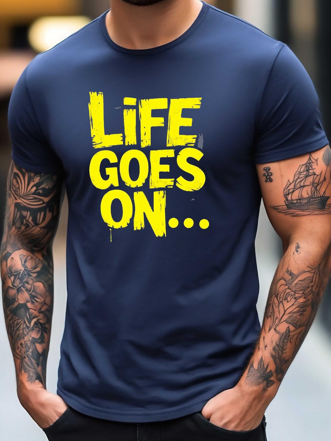 Black T-shirt - Bold LIFE GOES ON Yellow Print - Breathable Cotton Blend Fabric - Stretch Comfort Fit for Gym XXL
Black T-shirt - Bold LIFE GOES ON Yellow Print - Breathable Cotton Blend Fabric - Stretch Comfort Fit for Gym XXL