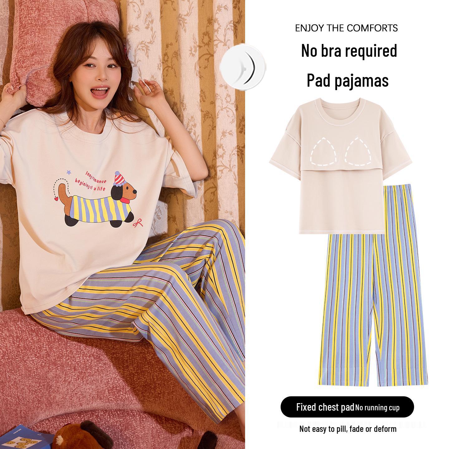 Women s 100% Cotton Summer Pajama Set with Built-in Bra: Short Sleeve Top & Long Pants, Pullover Two-Piece Lounge Wear. XXL
Women s 100% Cotton Summer Pajama Set with Built-in Bra: Short Sleeve Top & Long Pants, Pullover Two-Piece Lounge Wear. XXL