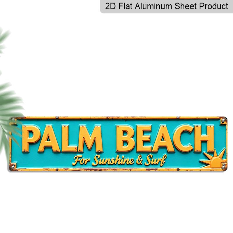 2D Flat, Large Retro Palm Beach Metal Wall Sign - Turquoise & Golden Vintage Turquoise Beach House Alumium Decorative Sign with Palm Tree & Surfboard 40cm x 10cm
2D Flat, Large Retro Palm Beach Metal Wall Sign - Turquoise & Golden Vintage Turquoise Beach House Alumium Decorative Sign with Palm Tree & Surfboard 40cm x 10cm