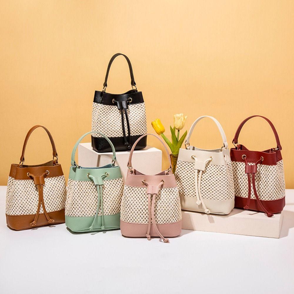 Woven Drawstring Bucket Bag Bundle Pocket Beach Shoulder Bag Elegant Straw Crossbody Bag Daily зелений
Woven Drawstring Bucket Bag Bundle Pocket Beach Shoulder Bag Elegant Straw Crossbody Bag Daily зелений