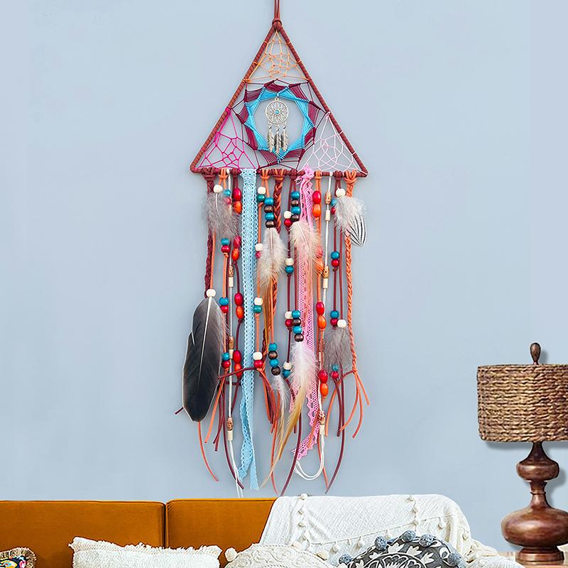 Dream Catcher Hand-woven Wind Chimes Wall Pendant Bedroom Hanging Ornaments Festival Gifts Creative Triangle Home Decorations
Dream Catcher Hand-woven Wind Chimes Wall Pendant Bedroom Hanging Ornaments Festival Gifts Creative Triangle Home Decorations