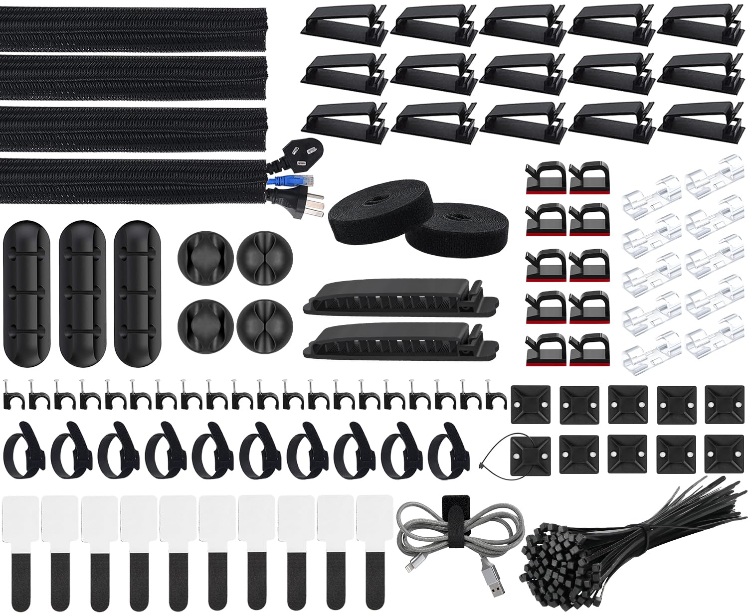 SOULWIT 200PCS Cable Management Kit 4 Cable 7 Cable 37 Cable 20 Nail Cable Magic Cable 10 Velcro Cable 100 Nylon Cable Ties Cord Storage Wire чорний
SOULWIT 200PCS Cable Management Kit 4 Cable 7 Cable 37 Cable 20 Nail Cable Magic Cable 10 Velcro Cable 100 Nylon Cable Ties Cord Storage Wire чорний