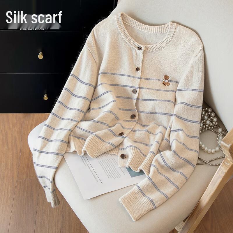 Women s Striped Wool Blend Knit Cardigan Top One Size
Women s Striped Wool Blend Knit Cardigan Top One Size