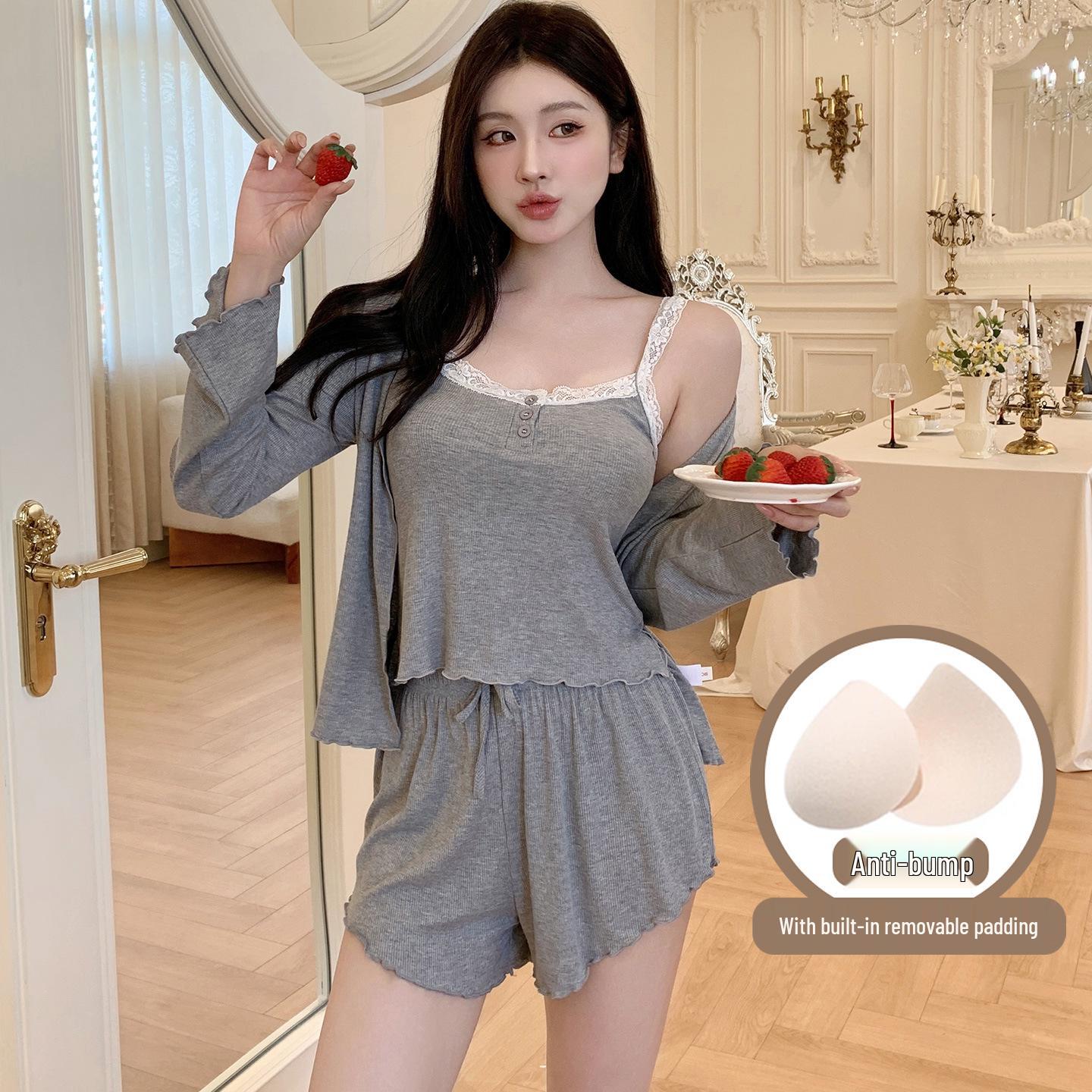Korean Lazy Style Women s Pajama Set with Built-in Bra, Strappy Shorts, Sweet Lace, and Pure Desire Three-Piece Loungewear X-Large
Korean Lazy Style Women s Pajama Set with Built-in Bra, Strappy Shorts, Sweet Lace, and Pure Desire Three-Piece Loungewear X-Large