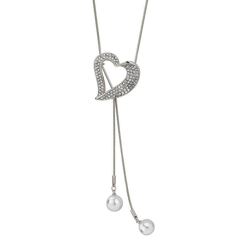 Beautiful Heart Shaped Long Necklace With Shimmering Pearls And Dazzling Zircon Stones Double Pearl Silver
Beautiful Heart Shaped Long Necklace With Shimmering Pearls And Dazzling Zircon Stones Double Pearl Silver