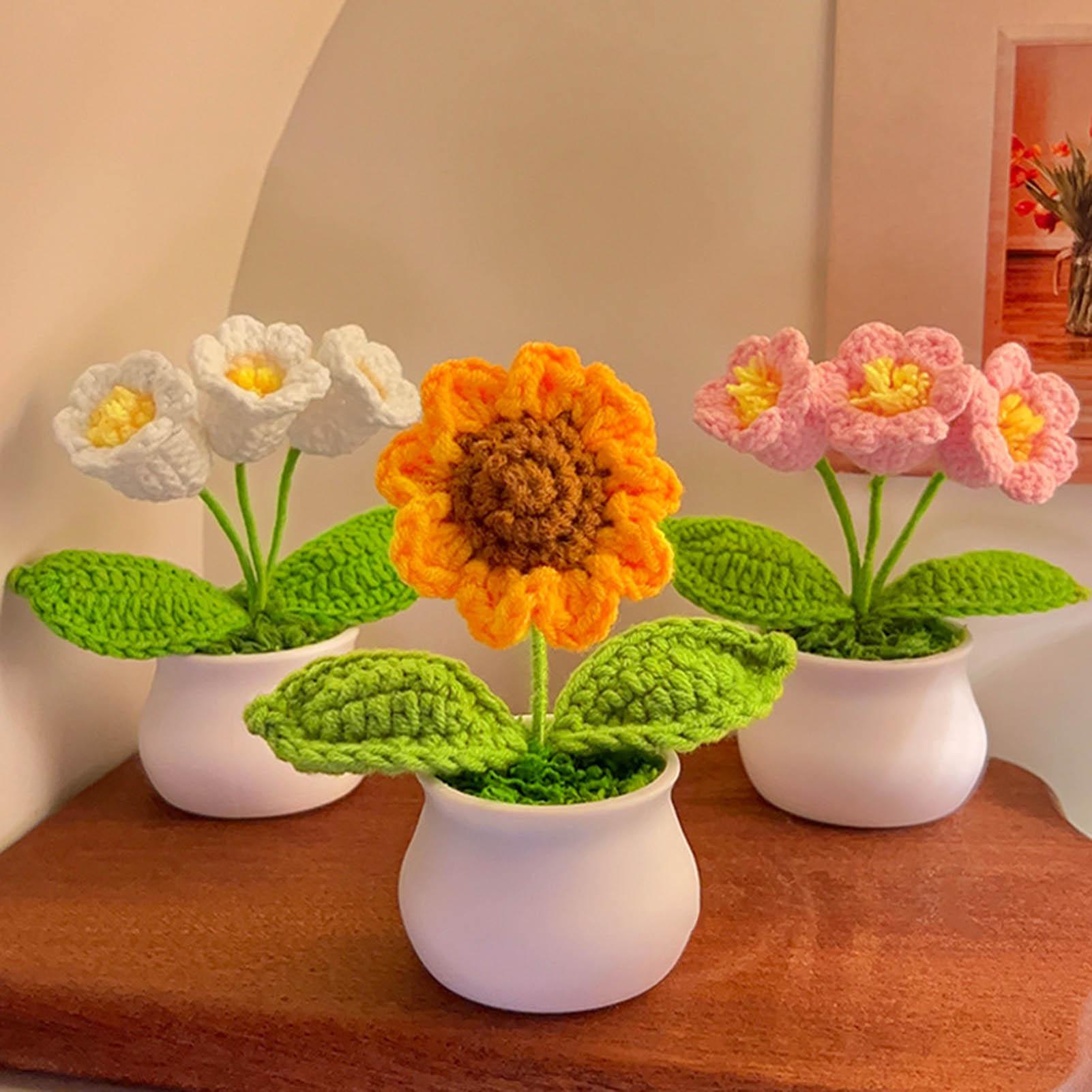 DIY Crochet Knitting Flower Mini Handwoven Potted Flower Rose Finished Office Desktop Ornamental Car Interior Decoration
DIY Crochet Knitting Flower Mini Handwoven Potted Flower Rose Finished Office Desktop Ornamental Car Interior Decoration