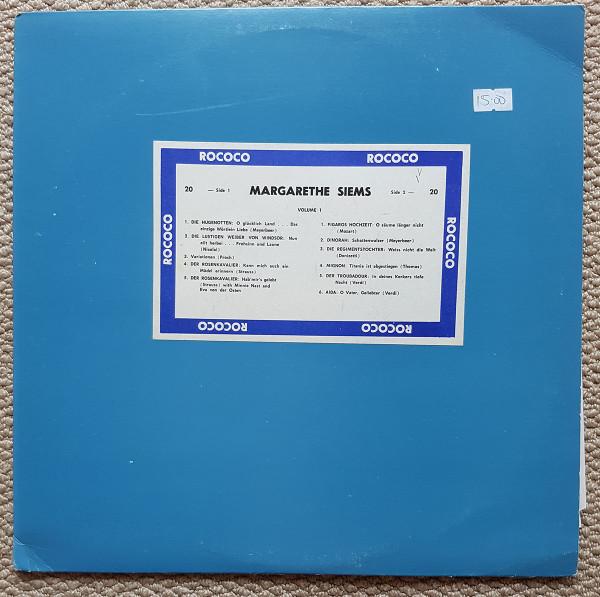 LP Record MARGARETHE SIEMS Margarethe Siems Vol 1 20 ROCOCO Canada Classical Used
LP Record MARGARETHE SIEMS Margarethe Siems Vol 1 20 ROCOCO Canada Classical Used
