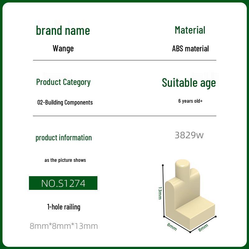 Wange Children s Science & Education 1-Hole Railing Building Block Set 3829w - Compatible Assembly Loose Parts. 50g (~149 pcs)
Wange Children s Science & Education 1-Hole Railing Building Block Set 3829w - Compatible Assembly Loose Parts. 50g (~149 pcs)