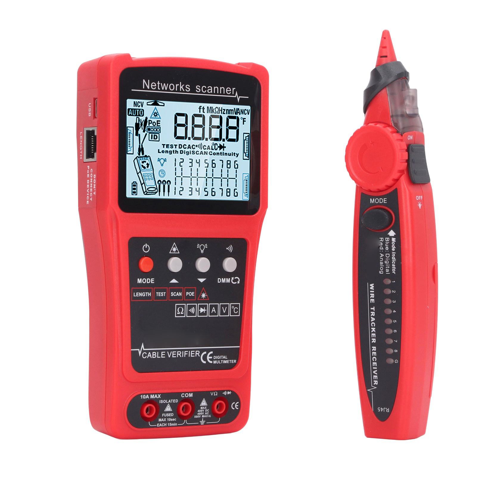 Тестер сетевого кабеля, детектор, ЖК-дисплей, цифровой электрический кабель Ethernet, трассировщик проводов, искатель линий с
Тестер сетевого кабеля, детектор, ЖК-дисплей, цифровой электрический кабель Ethernet, трассировщик проводов, искатель линий с