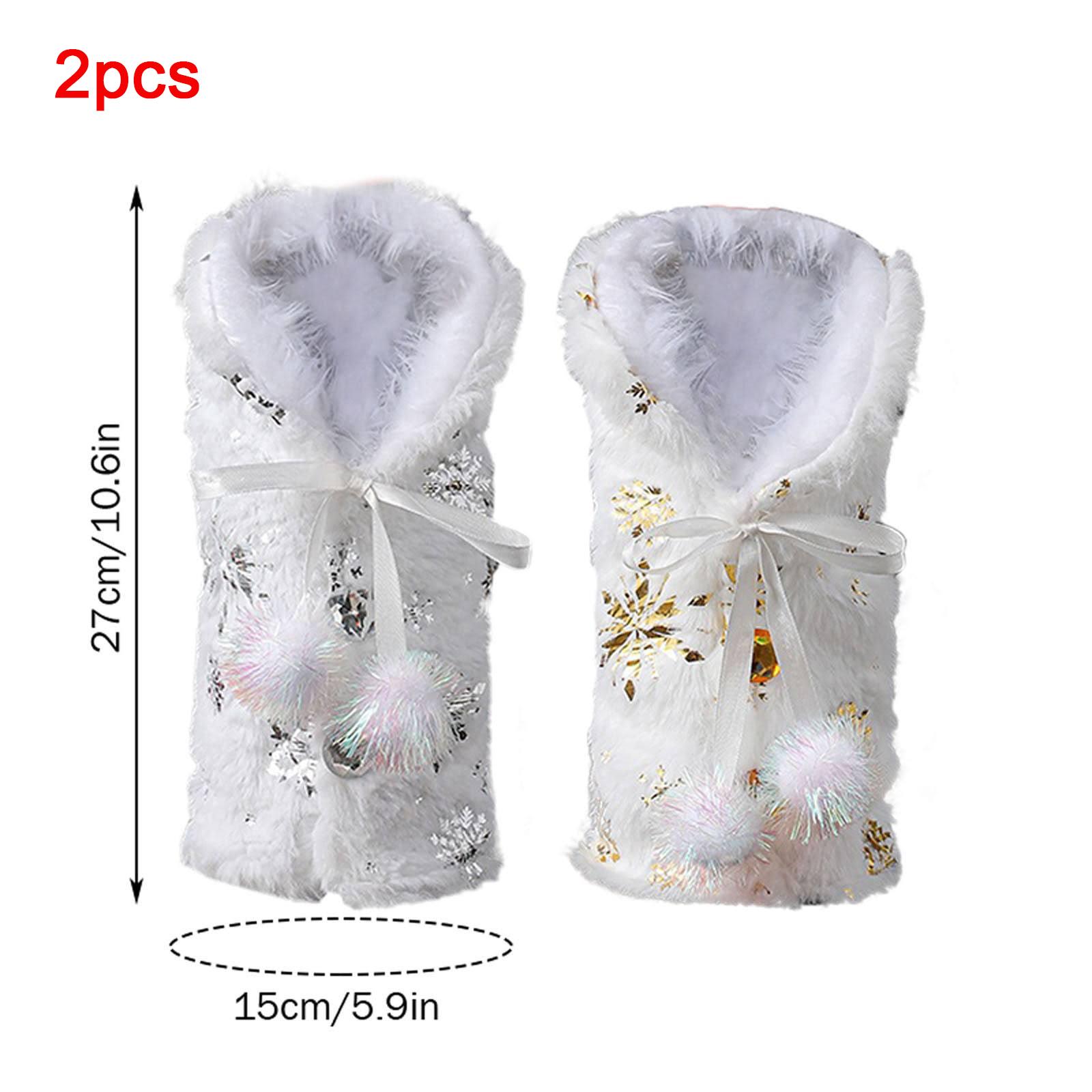 Рождественские чехлы для бутылок вина из искусственного меха, рождественские белые плюшевые сумки для бутылок вина для зимних праздников, украшения для бутылок для вечеринок
Рождественские чехлы для бутылок вина из искусственного меха, рождественские белые плюшевые сумки для бутылок вина для зимних праздников, украшения для бутылок для вечеринок