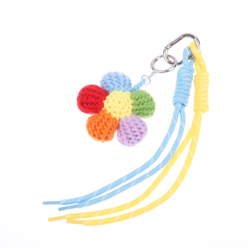 Креативный вязаный крючком красочный брелок для ключей в виде цветка, корейский радужный вязаный цветок, подвеска для рюкзака, весеннее украшение для ключей
Креативный вязаный крючком красочный брелок для ключей в виде цветка, корейский радужный вязаный цветок, подвеска для рюкзака, весеннее украшение для ключей