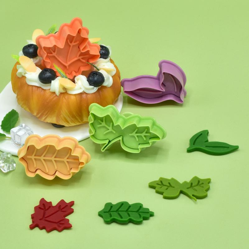 4 шт. зеленые листочки формочки для печенья новогодняя елка пластиковые формы для выпечки помадка кондитерский декор печенье плунжер штамп кухонные принадлежности