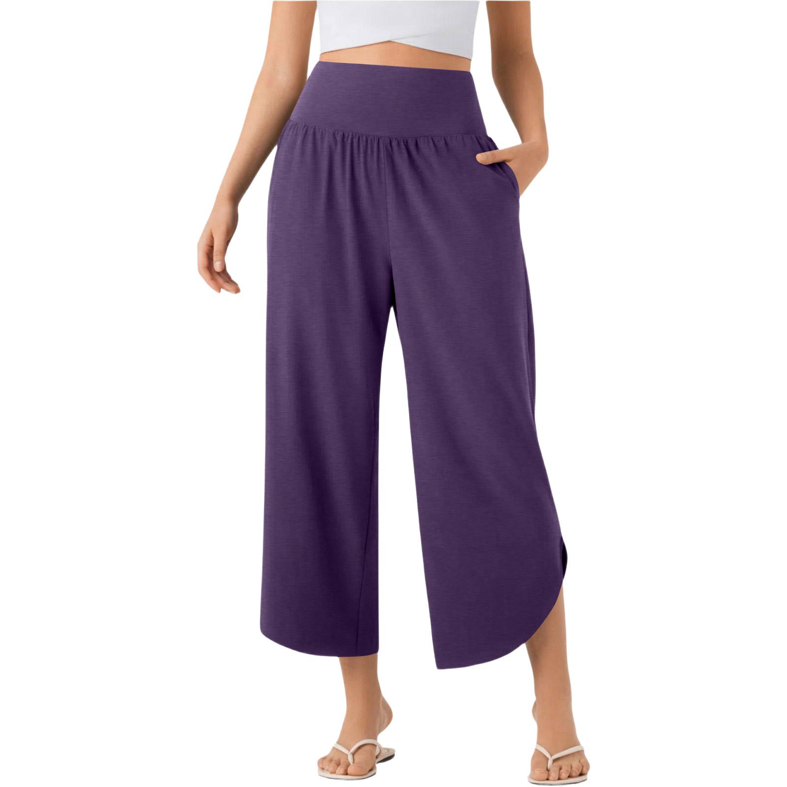 Wide Leg High Waist Cropped Pants for Women Stretch Waistband Casual Loose Fit Summer Trousers with Pockets XL темно-фиолетового
Wide Leg High Waist Cropped Pants for Women Stretch Waistband Casual Loose Fit Summer Trousers with Pockets XL темно-фиолетового