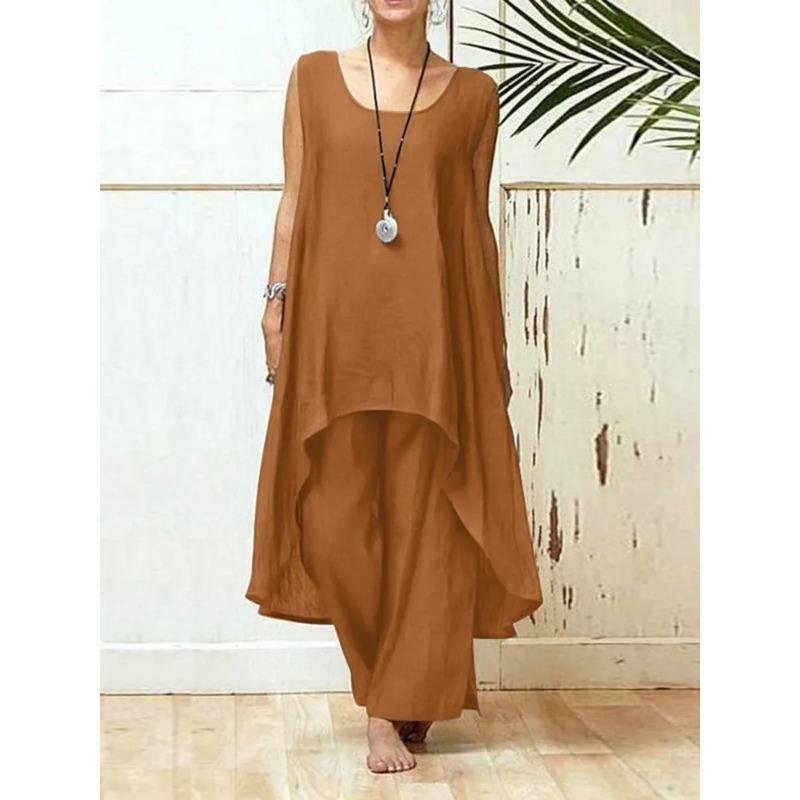 Women Linen Two Piece Set Sleeveless Irregular Hem Top Wide Leg Pants Casual Loose Outfit S
Women Linen Two Piece Set Sleeveless Irregular Hem Top Wide Leg Pants Casual Loose Outfit S