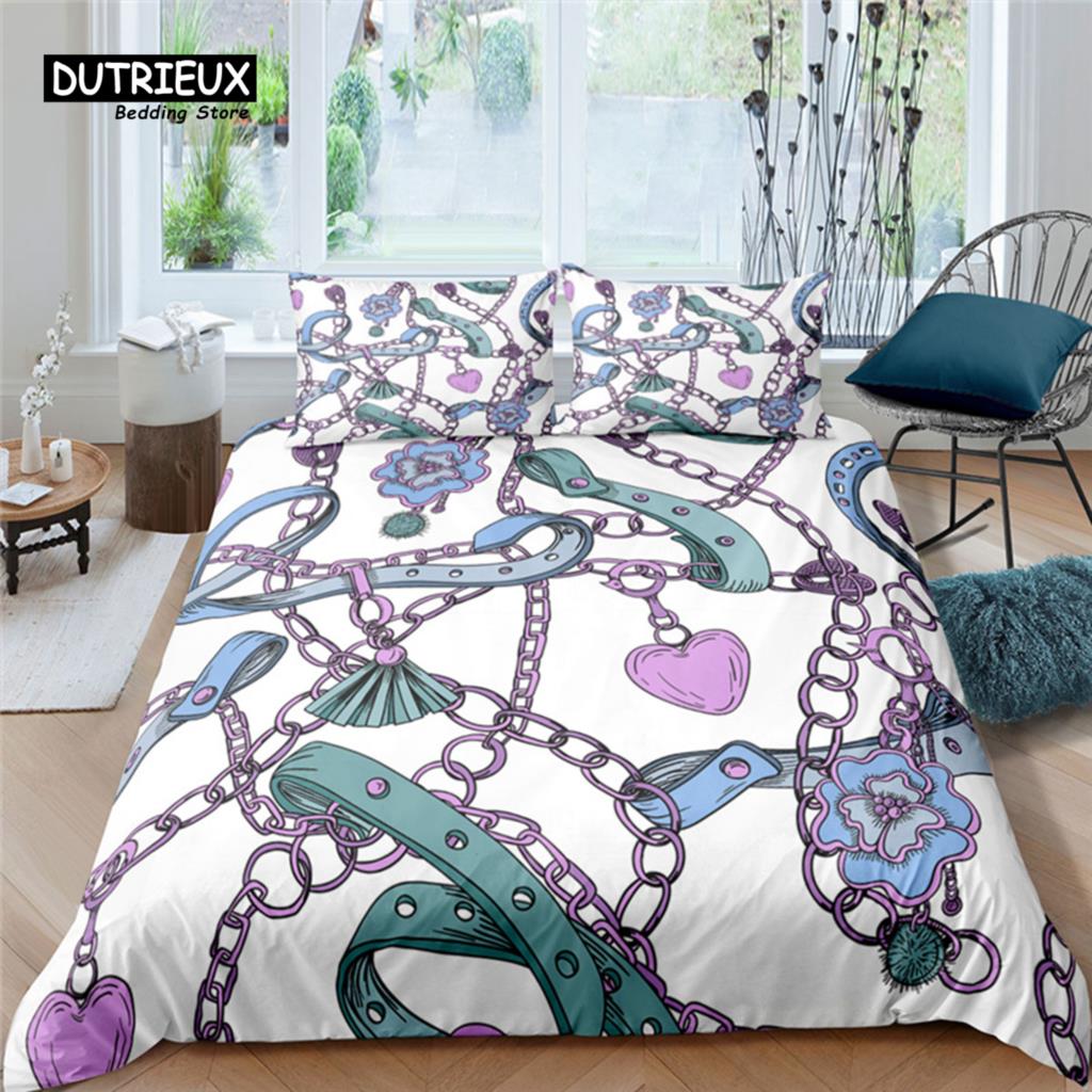 Home Living Luxury 3D Belts and Chains Print 2/3Pcs Soft Duvet Cover and PillowCase Kid Bedding Set Queen and King EU/US/AU Size (135x200cm)
Home Living Luxury 3D Belts and Chains Print 2/3Pcs Soft Duvet Cover and PillowCase Kid Bedding Set Queen and King EU/US/AU Size (135x200cm)