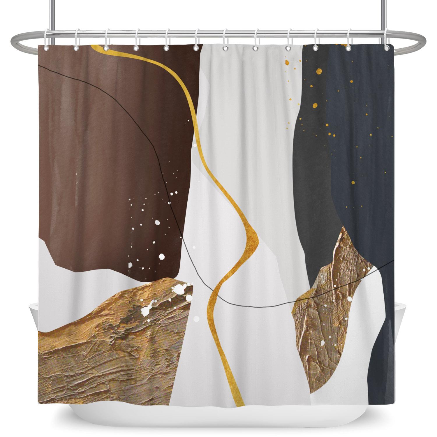 Abstract Paint Shower Curtain Modern Ink Wash Art Print Gold Foil Accents Waterproof Bath Curtain For Bathroom Decor With Hooks W60H190(CM)-1 Pcs
Abstract Paint Shower Curtain Modern Ink Wash Art Print Gold Foil Accents Waterproof Bath Curtain For Bathroom Decor With Hooks W60H190(CM)-1 Pcs