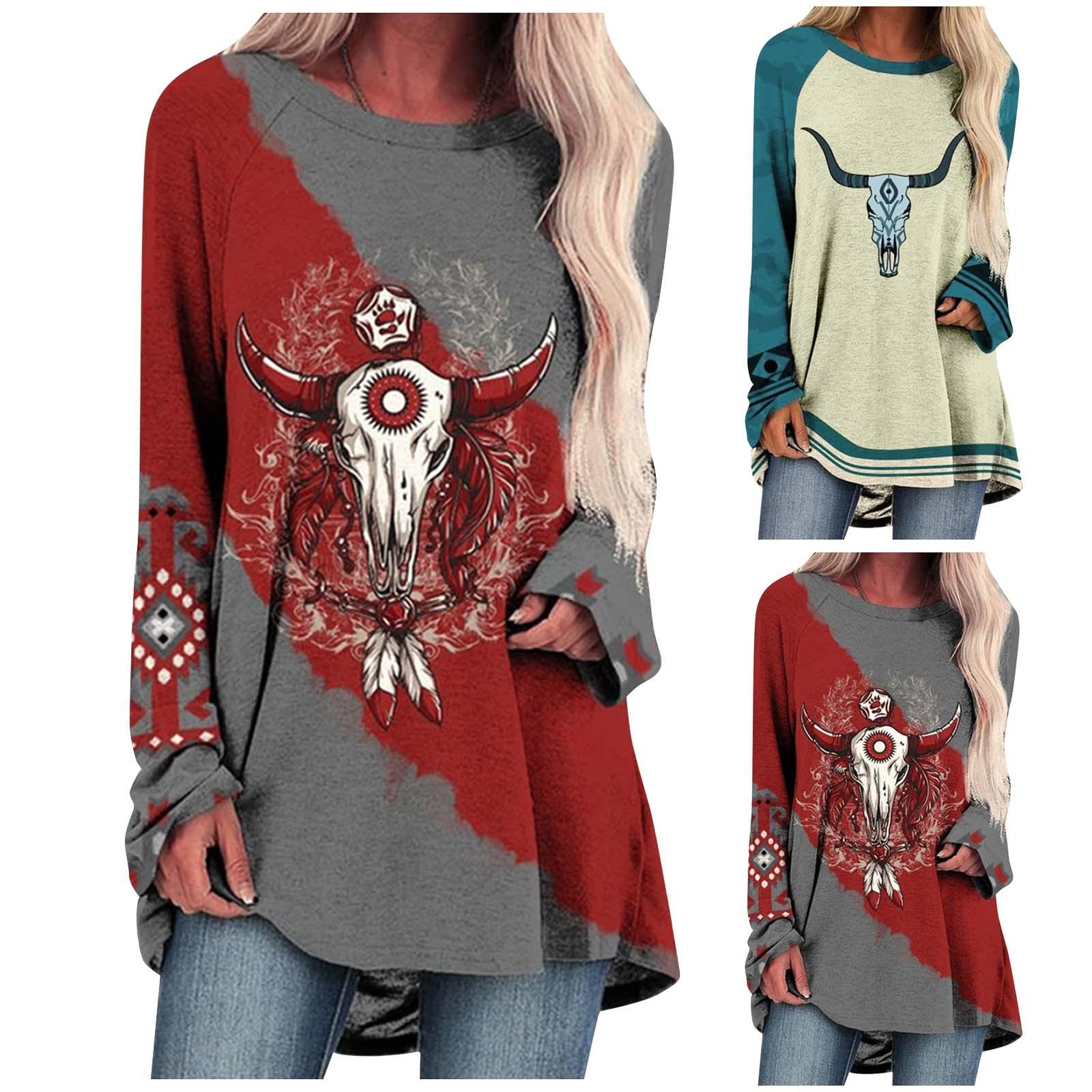 Женский повседневный модный темпераментный топ с длинными рукавами и круглым вырезом в стиле бычьей головы с принтом
Женский повседневный модный темпераментный топ с длинными рукавами и круглым вырезом в стиле бычьей головы с принтом