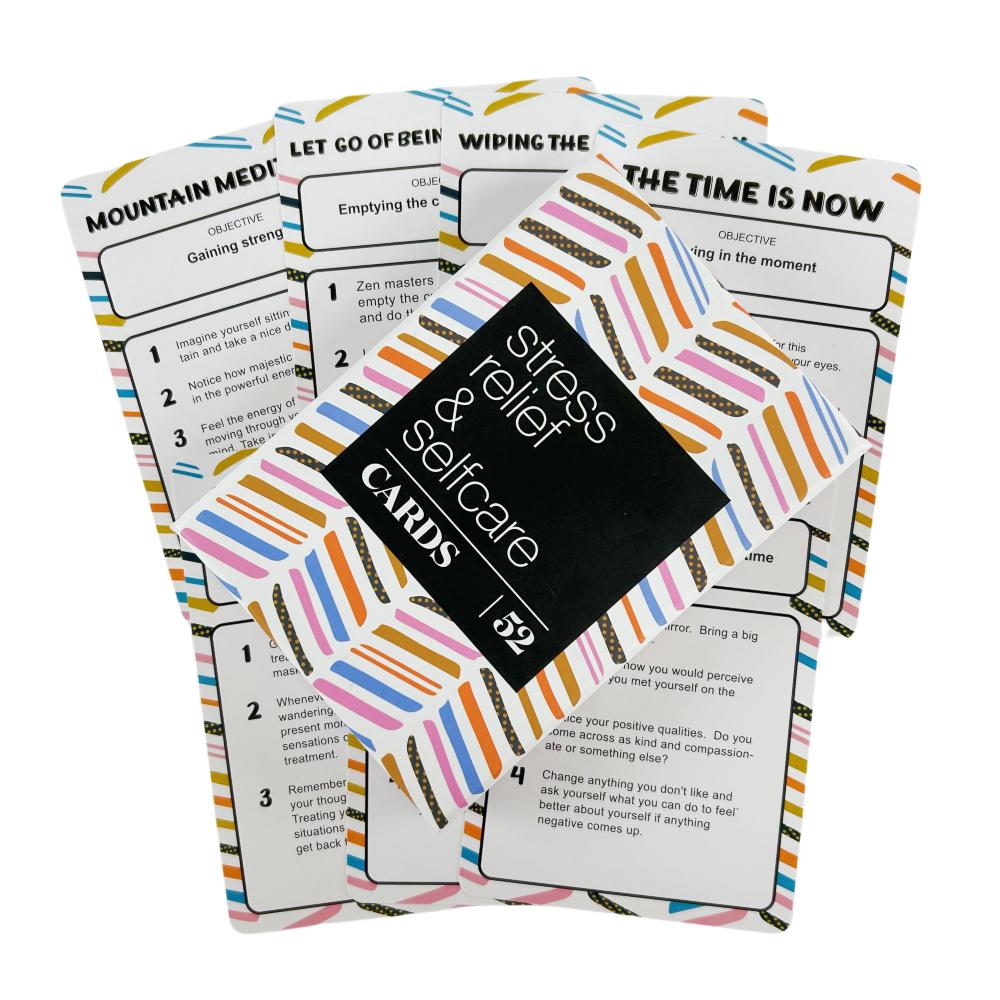 52 Stress Less & Self Care Cards Game Mindfulness Meditation Exercises Anxiety Relief Relaxation
52 Stress Less & Self Care Cards Game Mindfulness Meditation Exercises Anxiety Relief Relaxation