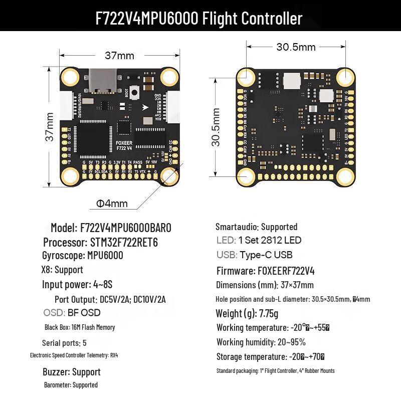 Zongshen F722 V4 FPV Flight Controller
Zongshen F722 V4 FPV Flight Controller