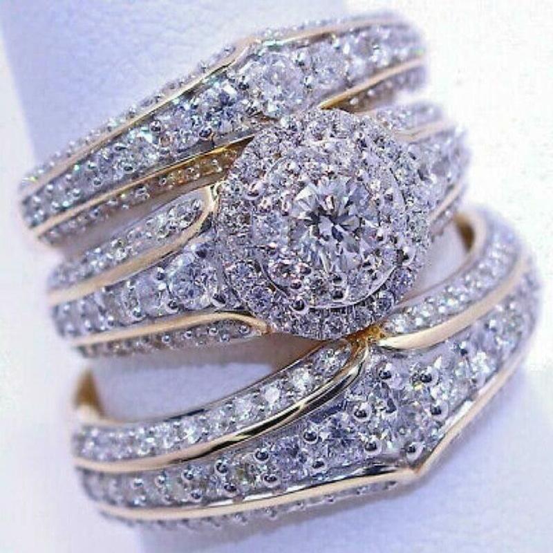 New Luxury Lady Inlaid Zircon Ring Three Piece Set, Gorgeous and Exquisite Two Tone European and American Style Ring Wholesale 10
New Luxury Lady Inlaid Zircon Ring Three Piece Set, Gorgeous and Exquisite Two Tone European and American Style Ring Wholesale 10
