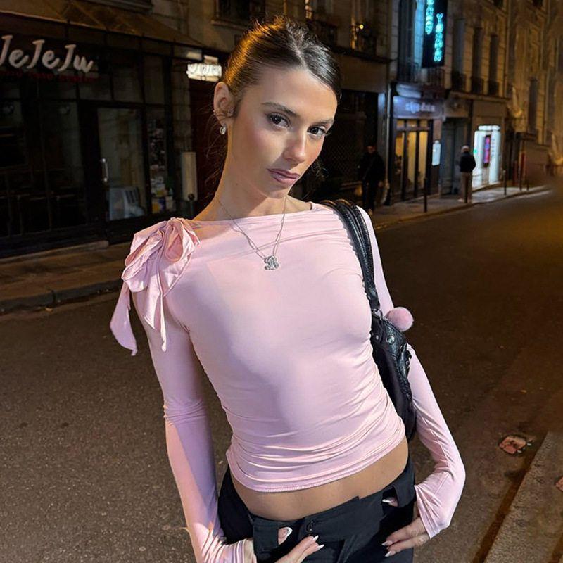 and American Cross-Border Style Single-Shoulder Strap Design Solid Color Short Top with Ruched Waist, Slimming, Versatile, Fashionable Long Sleeves Pink C926Tp S
and American Cross-Border Style Single-Shoulder Strap Design Solid Color Short Top with Ruched Waist, Slimming, Versatile, Fashionable Long Sleeves Pink C926Tp S