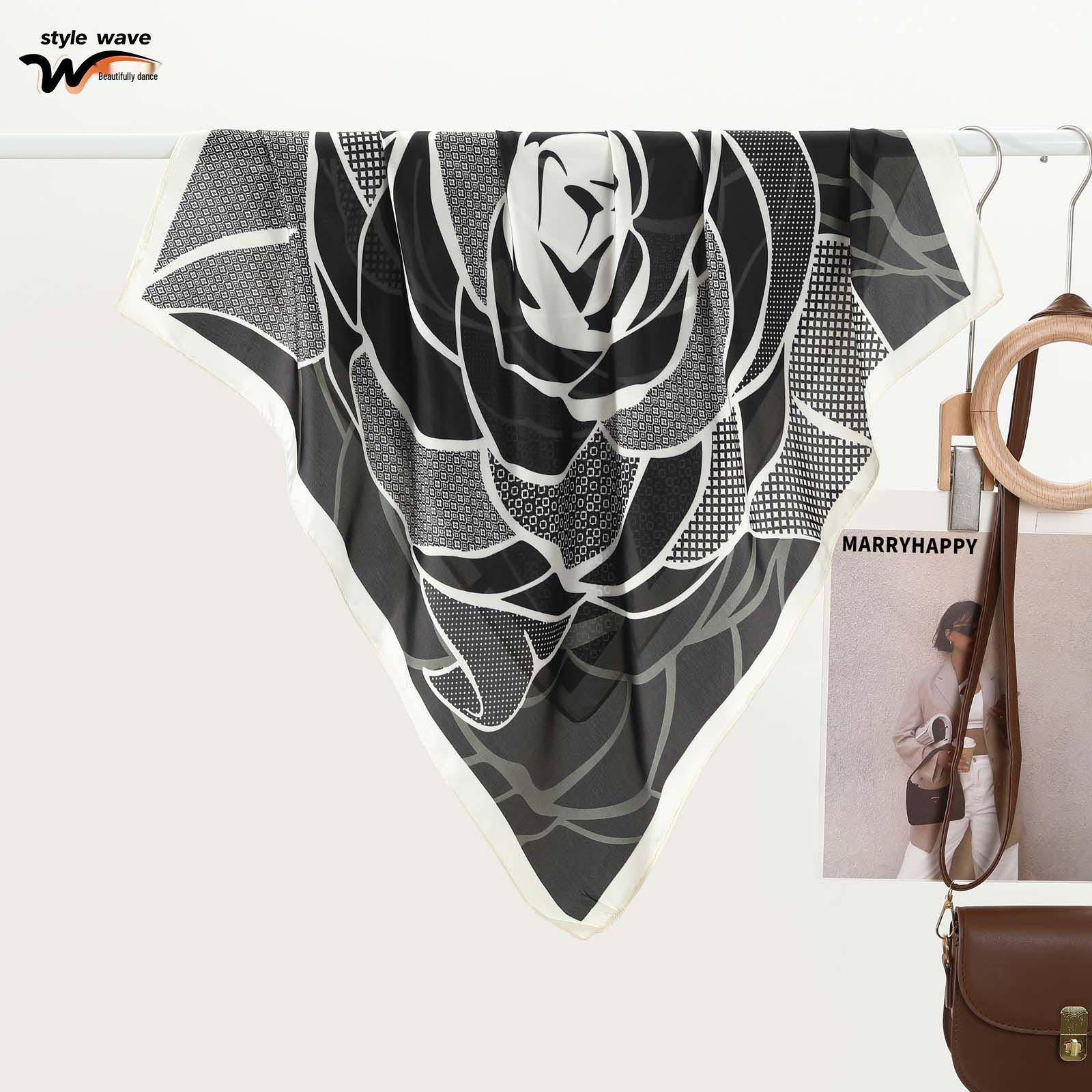 Ladies Versatile Spring/Summer Silk-Feel Printed Scarf with Rose Design 70*70CM
Ladies Versatile Spring/Summer Silk-Feel Printed Scarf with Rose Design 70*70CM