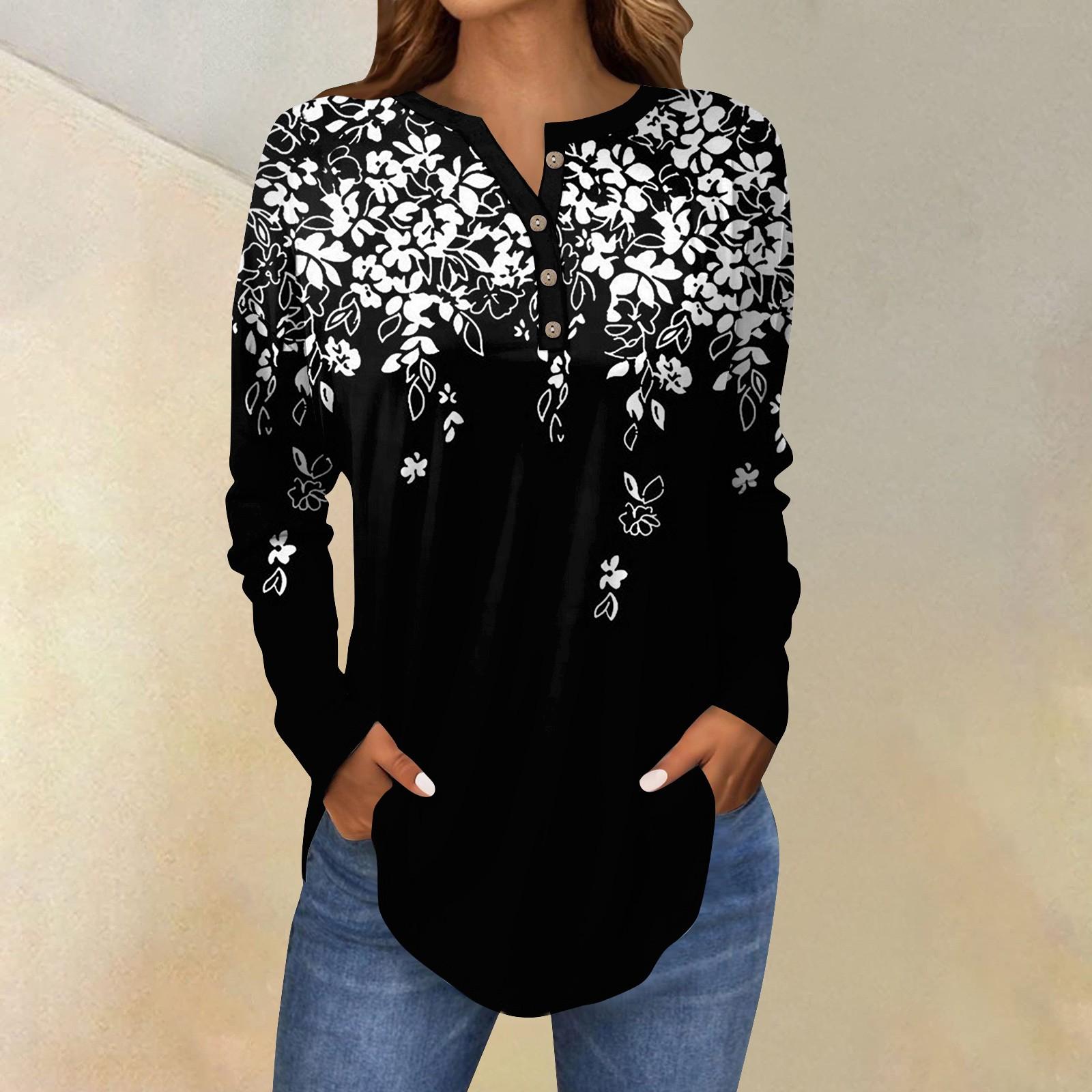 Футболки для женщин, осенние повседневные рубашки с длинным рукавом на пуговицах, толстовки с винтажным графическим принтом, топ-пуловер L чёрный
Футболки для женщин, осенние повседневные рубашки с длинным рукавом на пуговицах, толстовки с винтажным графическим принтом, топ-пуловер L чёрный