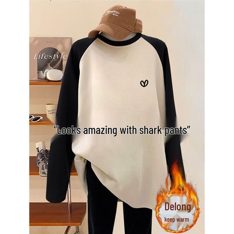 Women s Fashionable Color Block Brushed Long Sleeve T-Shirt with Shark Pants - Mid-Length, Thickened Base Shirt 2XL for 73-80 kg
Women s Fashionable Color Block Brushed Long Sleeve T-Shirt with Shark Pants - Mid-Length, Thickened Base Shirt 2XL for 73-80 kg