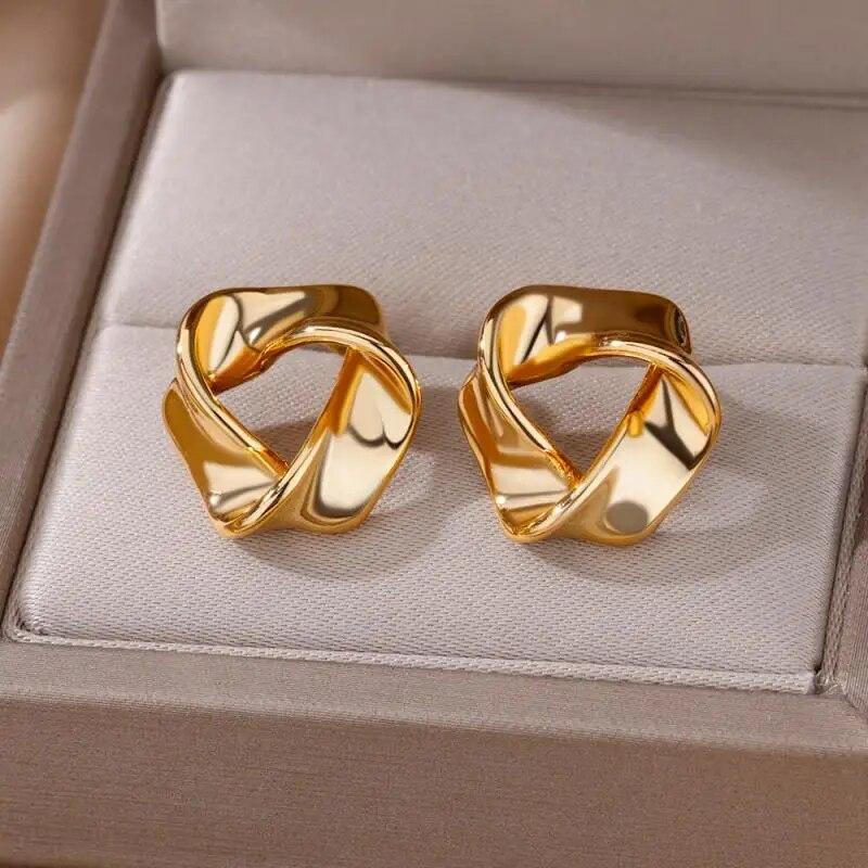 Stainless Steel Earrings for Women Girl Gold Plated Piercing Hoop Stud Earring Aesthetic Jewelry Wedding Accessories Gift Aretes
Stainless Steel Earrings for Women Girl Gold Plated Piercing Hoop Stud Earring Aesthetic Jewelry Wedding Accessories Gift Aretes