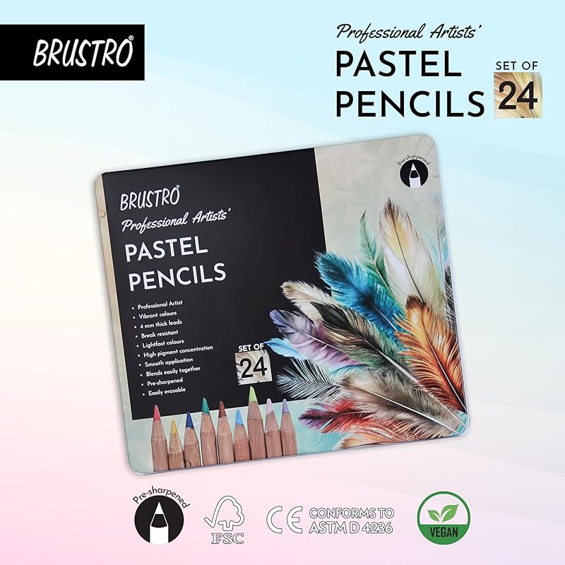 Brustro Artists Pastel Colored Pencils - Set Of 24 Shades - 4Mm Lead | Break Resistant, Erasable, High Pigmented, Vibran 0 разноцветный
Brustro Artists Pastel Colored Pencils - Set Of 24 Shades - 4Mm Lead | Break Resistant, Erasable, High Pigmented, Vibran 0 разноцветный