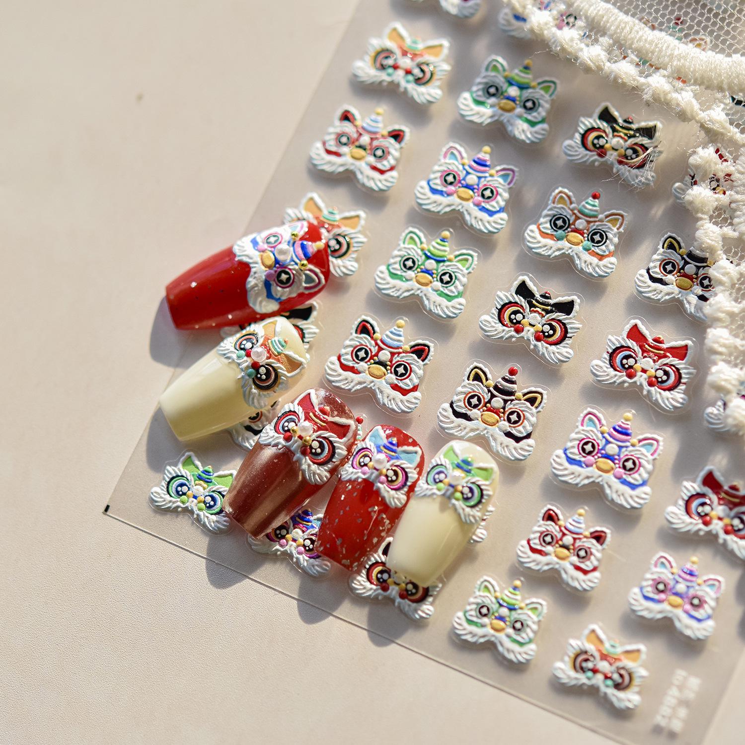 Tomoni Embossed Lion Dance Nail Stickers - Hot Style Japanese New Year Nail Art Accessories.
Tomoni Embossed Lion Dance Nail Stickers - Hot Style Japanese New Year Nail Art Accessories.