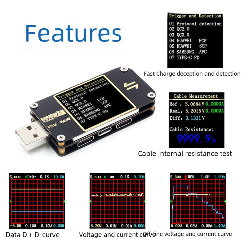 USB-тестер, вимірювач напруги та струму, протокол швидкої зарядки QC4 PD3.0 2.0 PPS, вимірювач потужності English/Chinese
USB-тестер, вимірювач напруги та струму, протокол швидкої зарядки QC4 PD3.0 2.0 PPS, вимірювач потужності English/Chinese