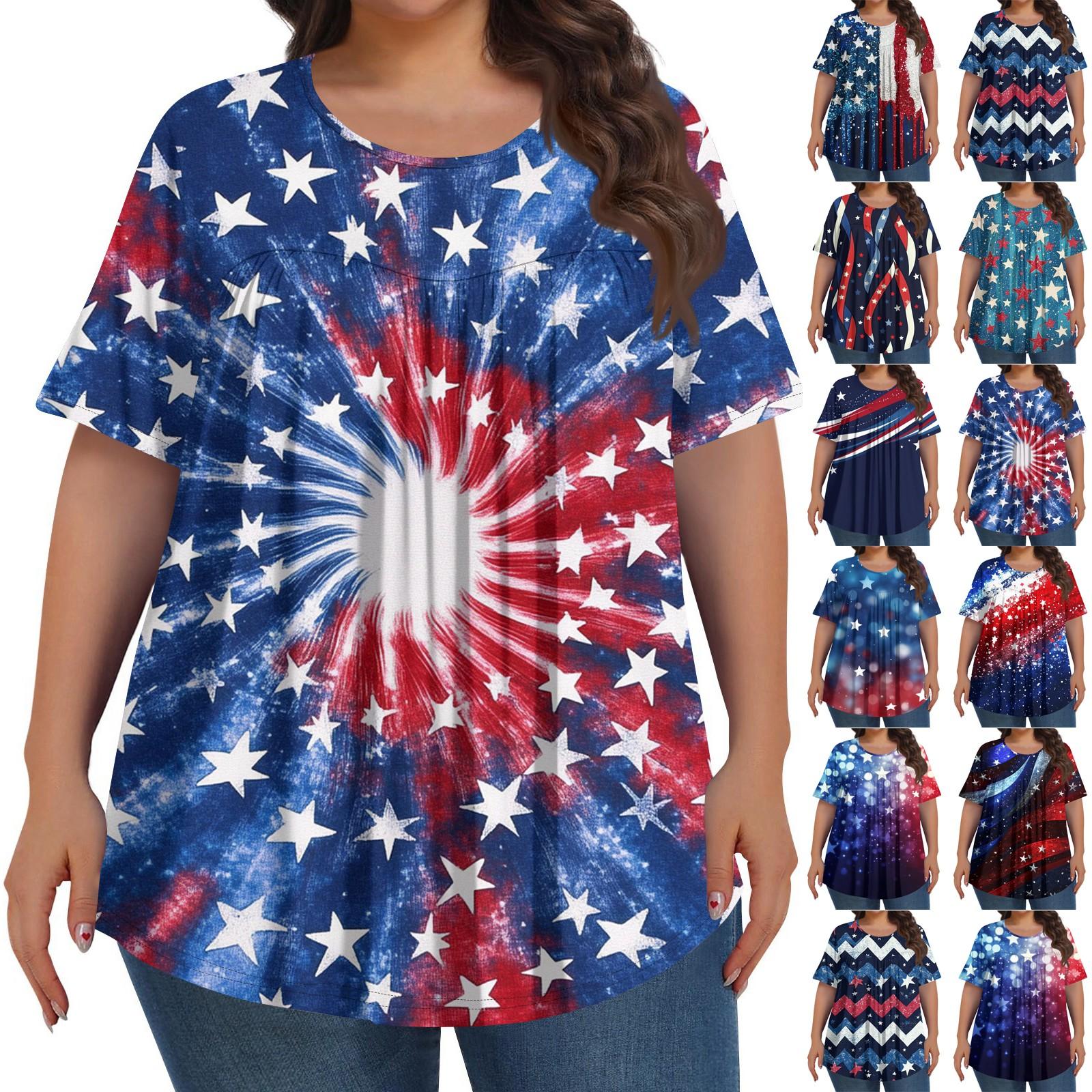 Women s Fashion Plus-size Casual Short-sleeved Independence Day Print Crew-neck Front Pleat Top XXL винний
Women s Fashion Plus-size Casual Short-sleeved Independence Day Print Crew-neck Front Pleat Top XXL винний