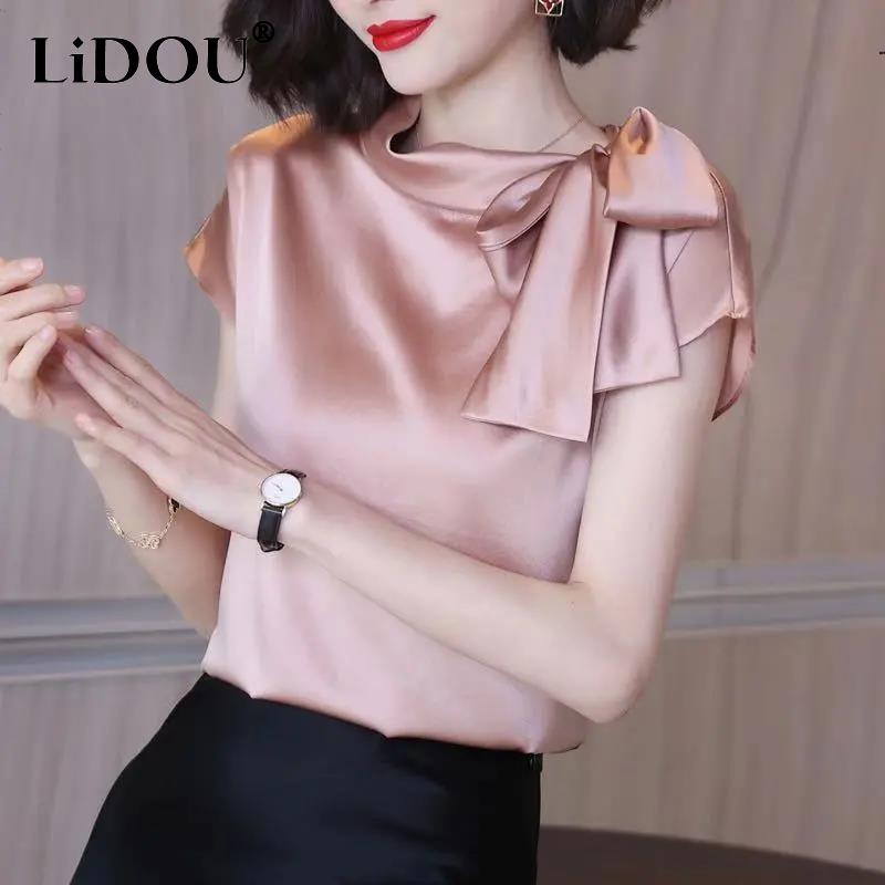 Office Lady Elegant Fashion Bow Satin T-shirt Female Short Sleeve Solid All-match Pullover Tee Women s Temperament Summer Tops XXXL шампанського
Office Lady Elegant Fashion Bow Satin T-shirt Female Short Sleeve Solid All-match Pullover Tee Women s Temperament Summer Tops XXXL шампанського